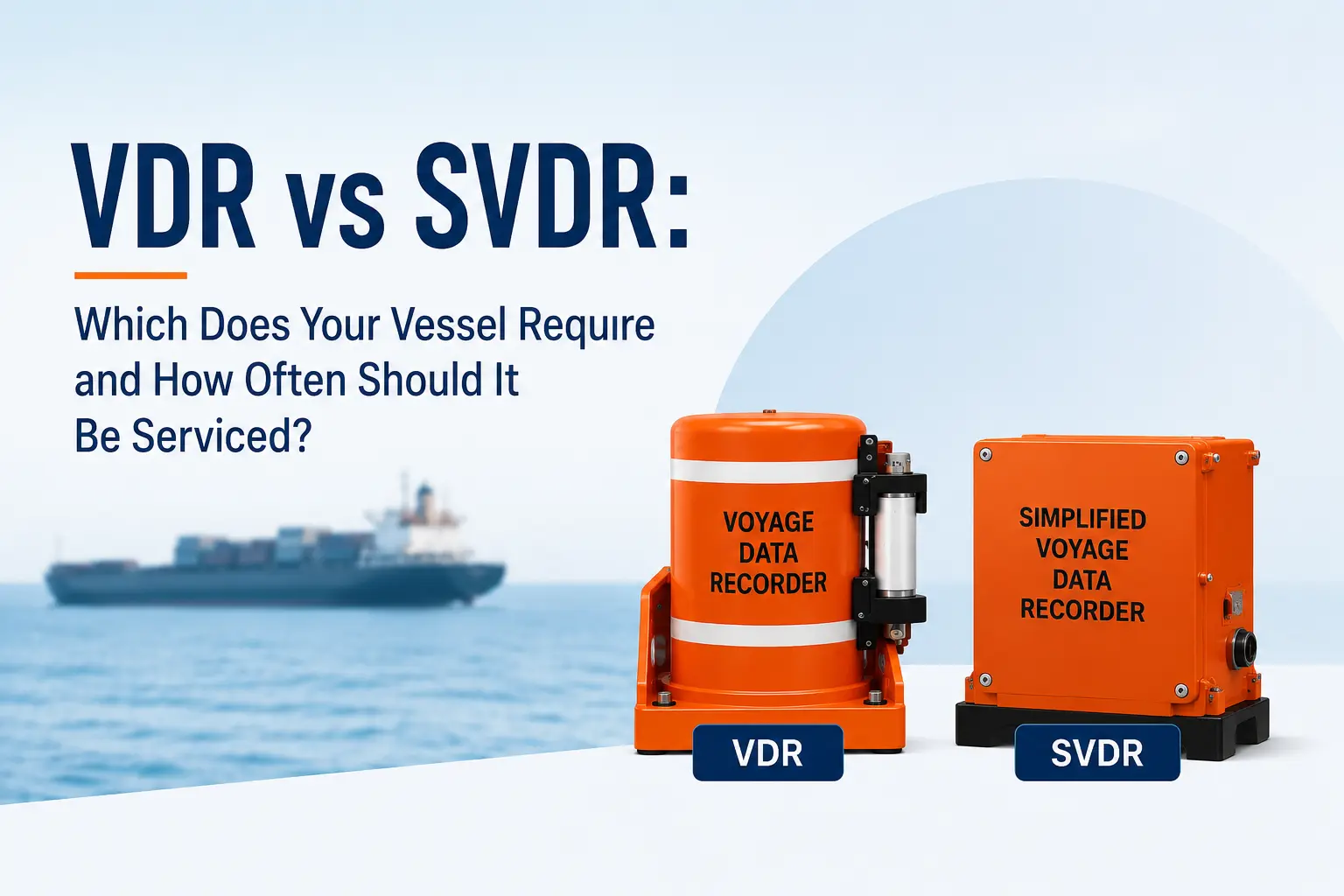 Comparison of VDR and SVDR marine voyage data recorders with ship background and servicing compliance theme.